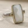 1-piece Retro Silver Color Square Inlaid Stone Ring, Suitable for Women's Simple Design Daily Accessories and Gifts