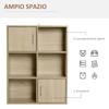 Wooden Bookcase Shelf, Multipurpose Cabinet with 3 Shelves 4 Compartments and 2 Doors, 61.5x29.5x80cm
