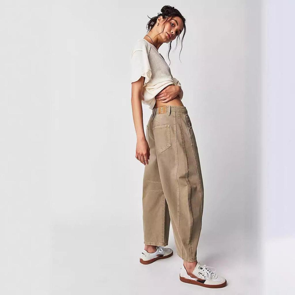 Women Mid-waist Jeans Stylish Women's Gradient Color Wide Leg Jeans with Pockets Hip Hop Retro Ankle Length Denim for Ladies Plus Size