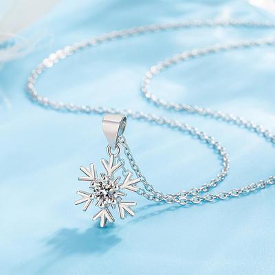 Xiaohongshu Schneeflocken Schlüsselbeinkette: Herbstlicher Luxus für Frauen, Perfektes Weihnachtsgeschenk