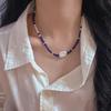 Vintage High Quality Natural Lapis Lazuli Baroque Freshwater Pearl Artificial Imitation Australian White Round Bead Necklace