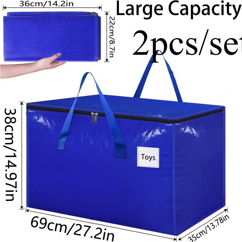 2 Stück Gewebte PP Aufbewahrungstaschen Wasserdicht mit Reißverschlussgriffen Schwerlast Umzugstaschen Alternative Umzugskartons zum Gepäckpacken