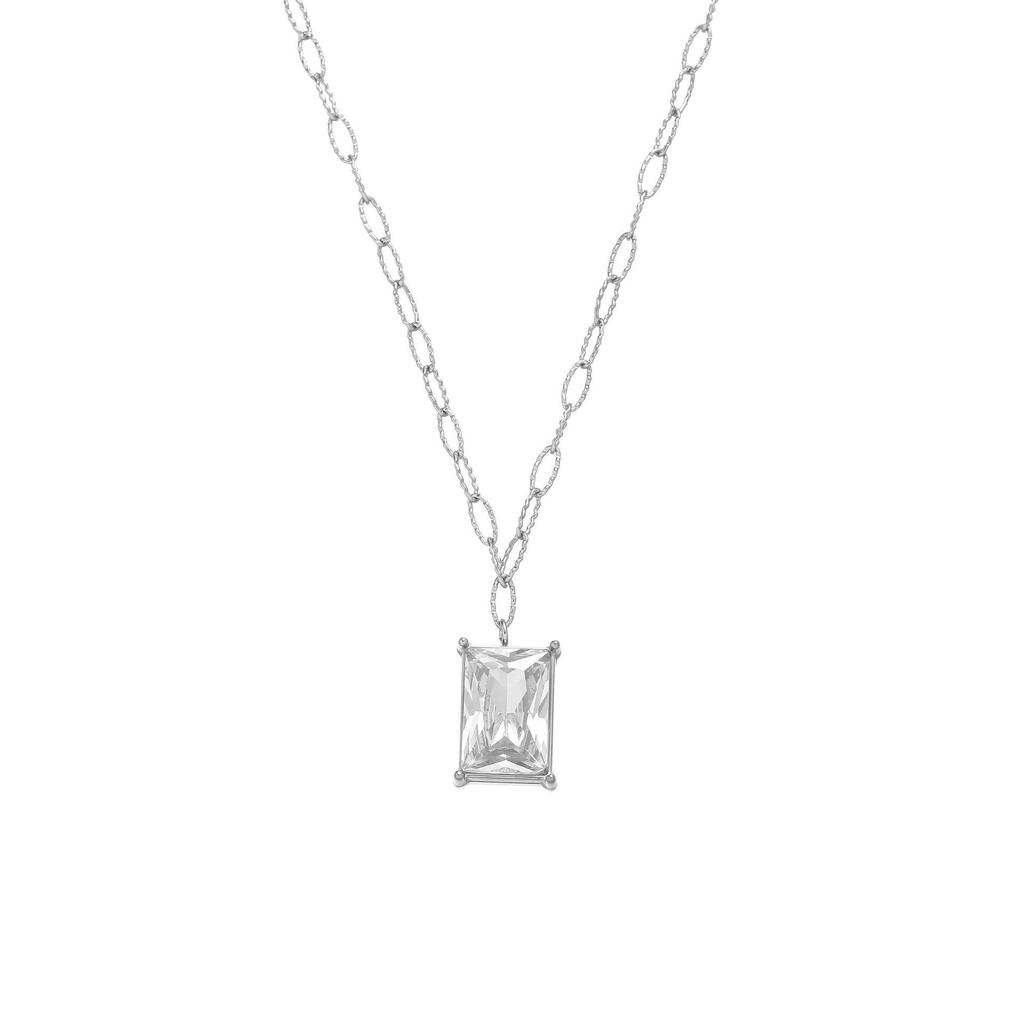 European Retro Zircon Stainless Steel Necklace: High-End Cross-Border Clavicle Chain