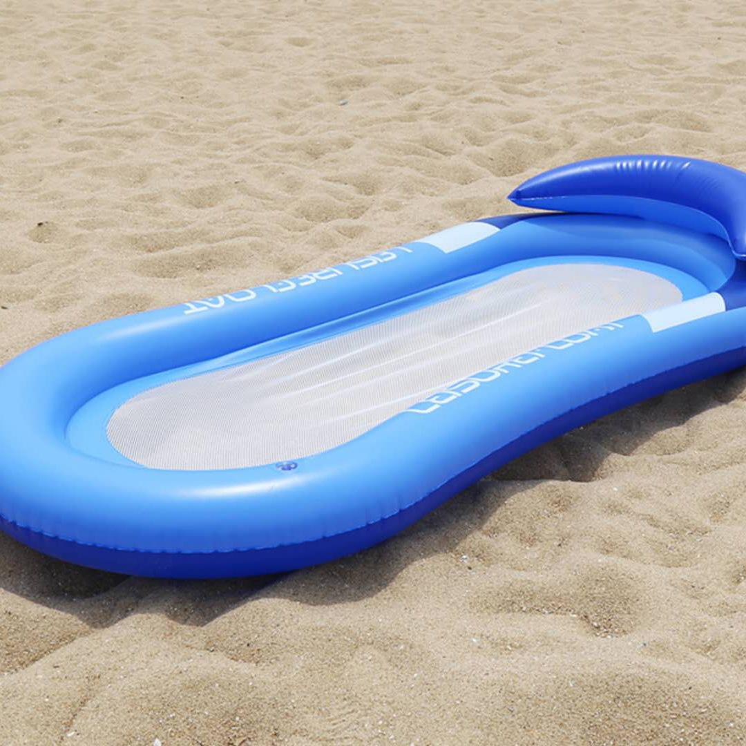 Wasserhängematte, aufblasbare schwimmende Wasserhängematte, Pool-Lounge-Bett, Schwimmstuhl, Sommer L blau
