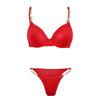 European and American ultra-thin mesh sexy gathering bra set metal chain fashion temptation underwear thong set