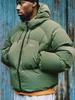 Men's Army Green Hooded Cotton Jacket - Warm, Thick Winter Outerwear 2025