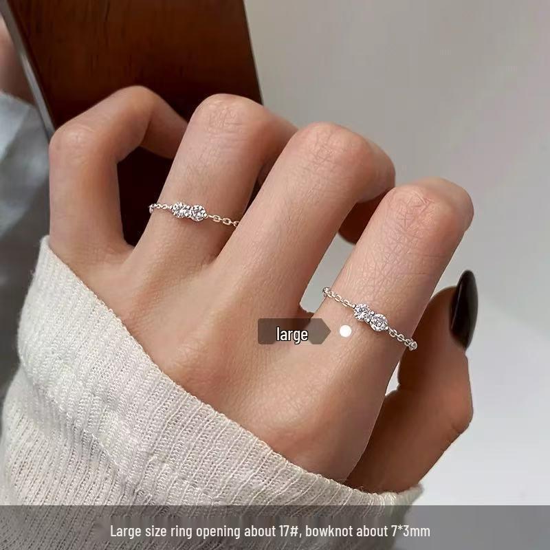 925 Sterling Silver Zircon High-End Women's Tail & Index Finger Ring