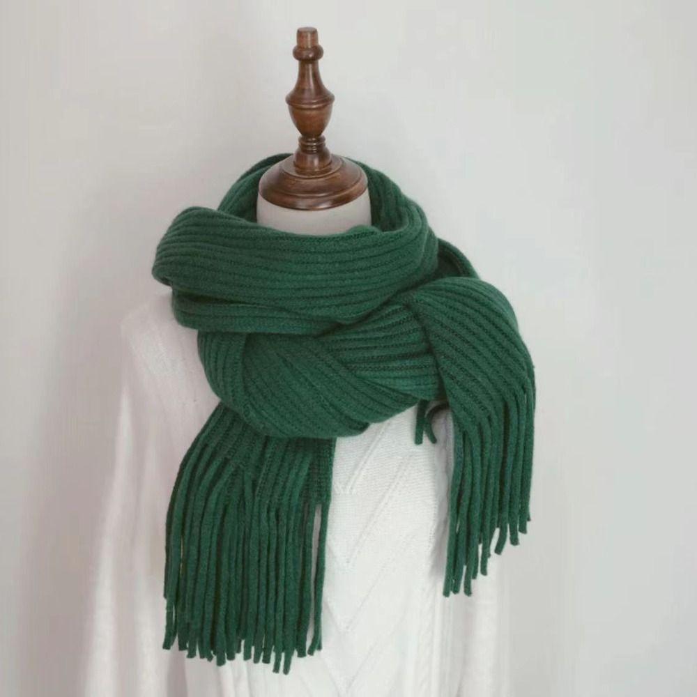 Long Tassel Tassel Shawl Imitation Cashmere Fringed Knitted Scarf Winter Warm Scarves  Female