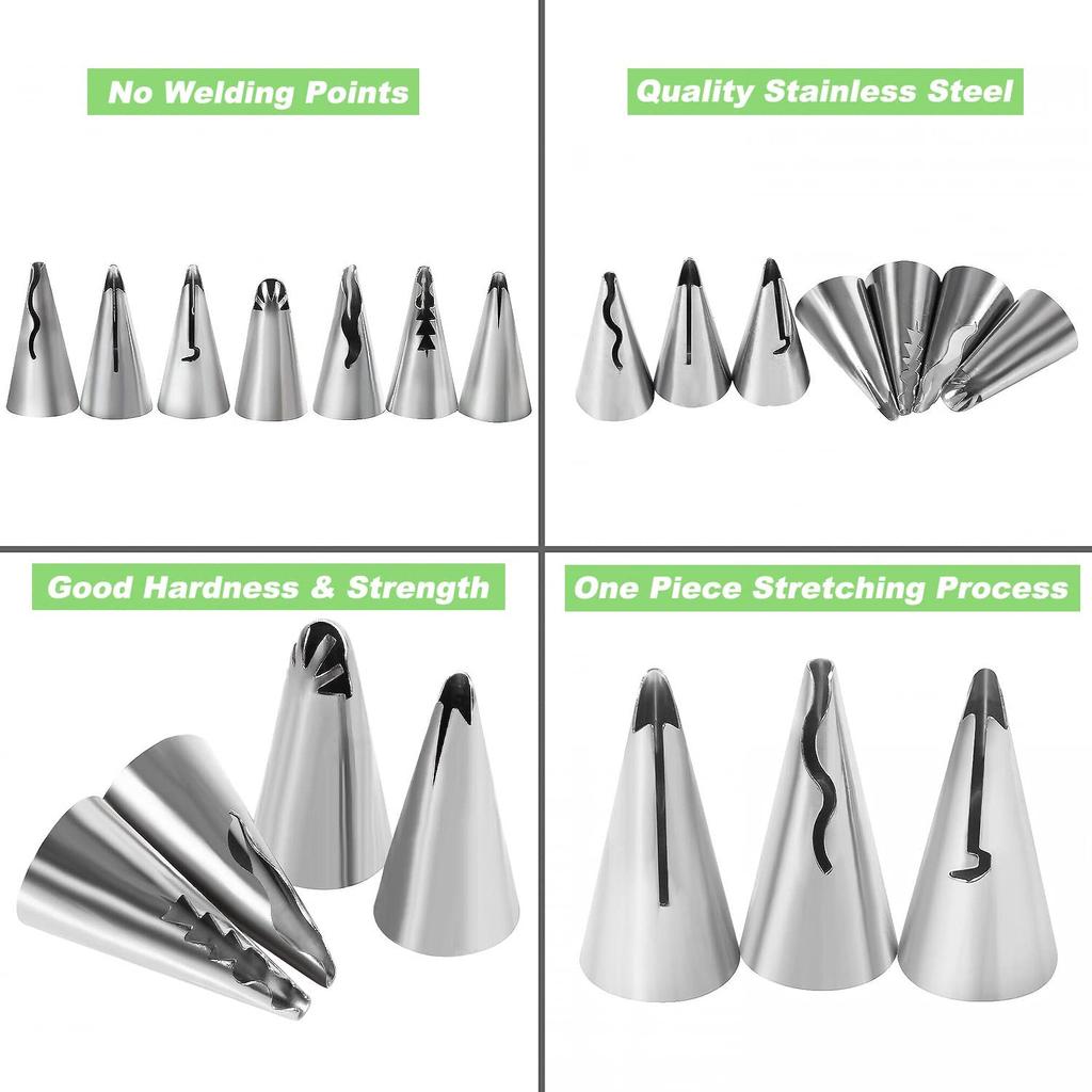 7pcs Stainless Steel Pleated Skirt Tube Nozzle Set for Pastry and Cake Decorating - Baking Supplies with Easy Release Design