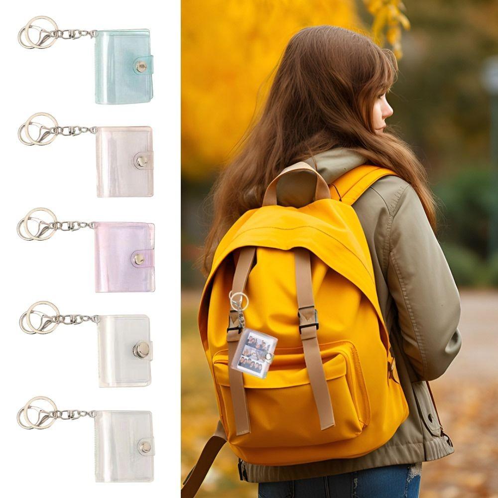 

DIY Мини Фотоальбом ПВХ Рюкзак Брелок Портативный Фото Держатель Карты shiny фиолетовый