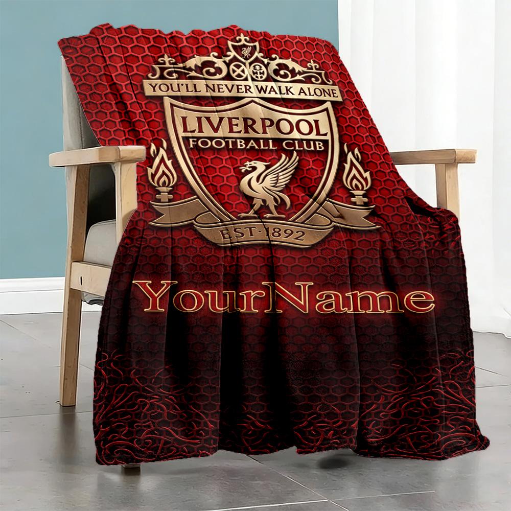 Liverpool Customize Text Blanket Throw Personalized Blanket Soft Warm Cozy Perfect for Living Room Office Chair Seaside Picnics for All Occasions