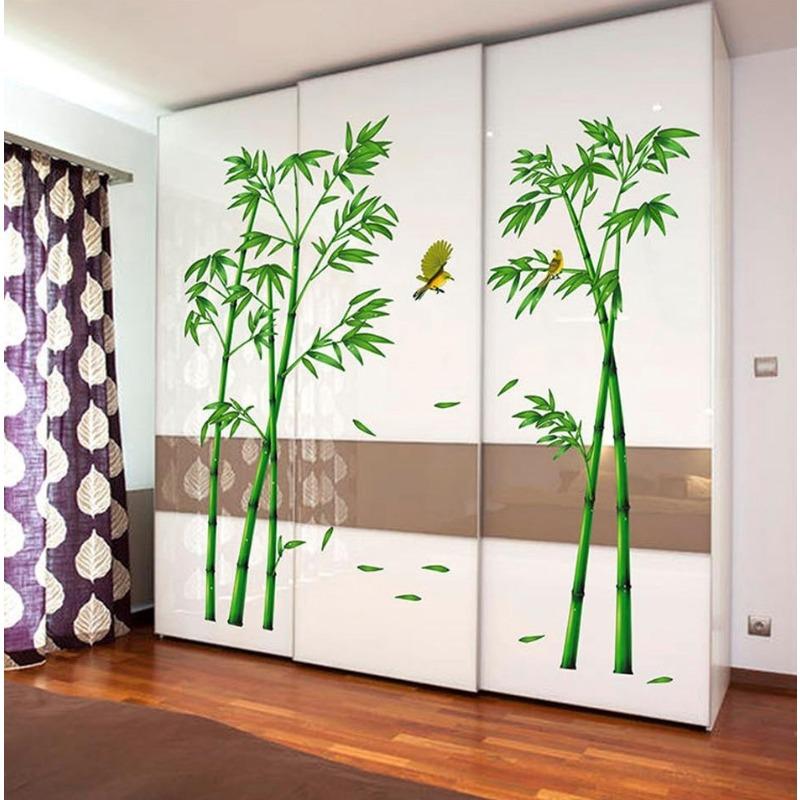 Removable Green Bamboo Forest Depths Wall Sticker Creative Chinese Style DIY Tree Home Decor Decals