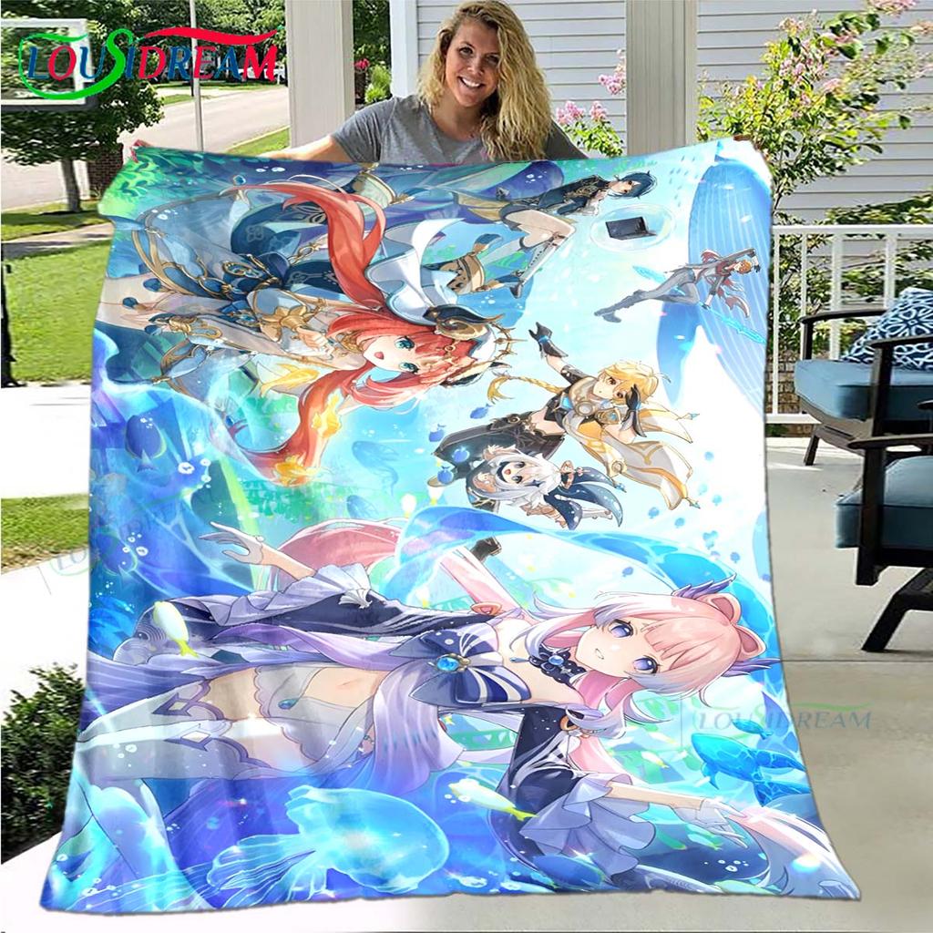 3D Fashion Games G-Genshin Impact Blanket,Flannel Throw Blanket for Bed Sofa Picnic Office Hiking Leisure Nap Birthday Gift