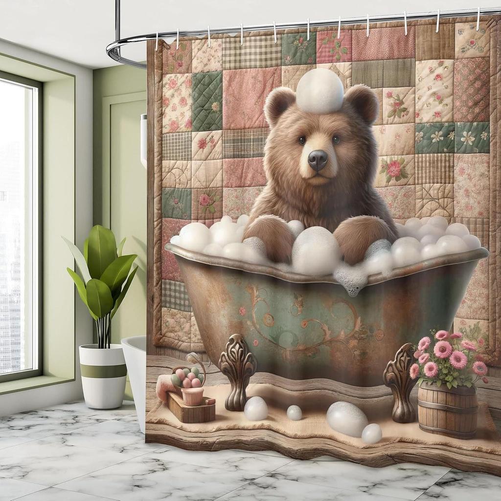 Highland Cattle Waterproof Shower Curtain, Punch-Free Polyester Curtain for Shower Room or Door Partition
