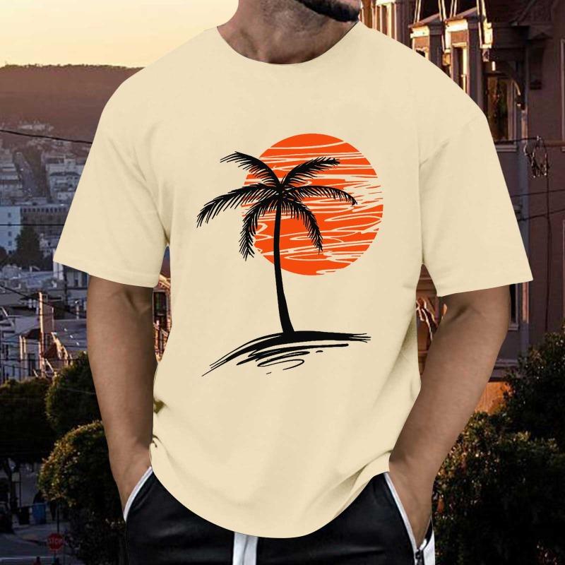 Summer Sunset Graphic 3D Digital Printing Trend Short Sleeved T-shirt