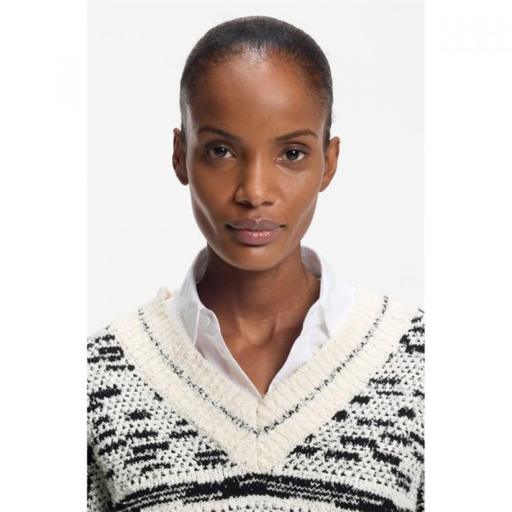 BoSS Women S Relaxed Fit Jacquard Pattern Cotton Blend Sweater Multi  5055324496