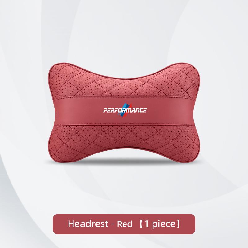 CXVA5 Car Seat Neck Pillow Leather Memory Cotton Headrest For BMW Performance F30 E90 F20 E46 X7 X6 Car Interior Head Support Keychain