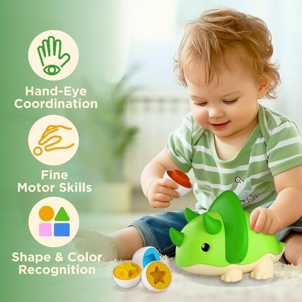 Non-Toxic Children'S Dinosaur Egg Storage Box Shape Matching Smart Montessori Color Twisted Egg Baby Early Education Toys For Kids Gifts