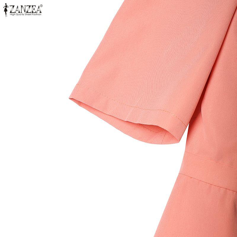 ZANZEA Women Elegant Casual Round Neck Half Sleeve Dress