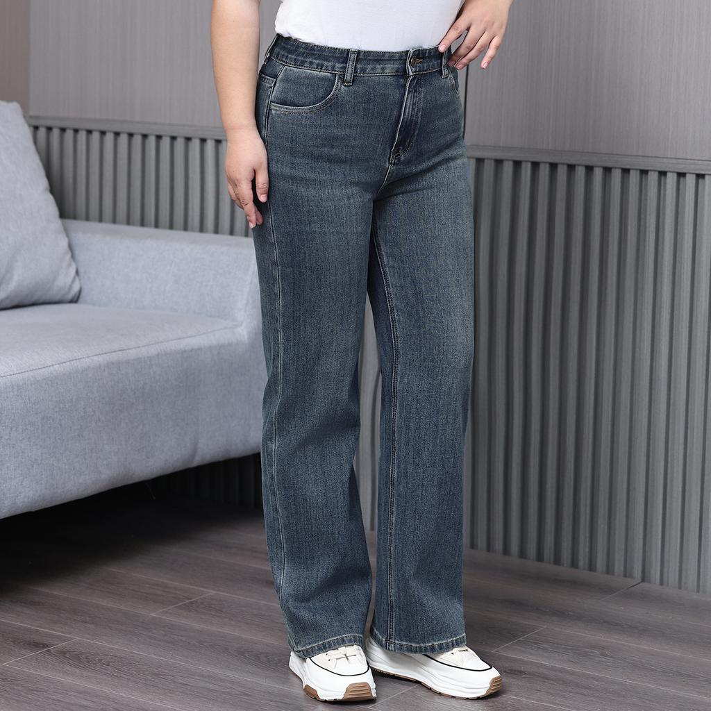 Large-sized Wide-leg Summery Slim High-waisted Slimming Versatile Straight-leg Jeans for Women
