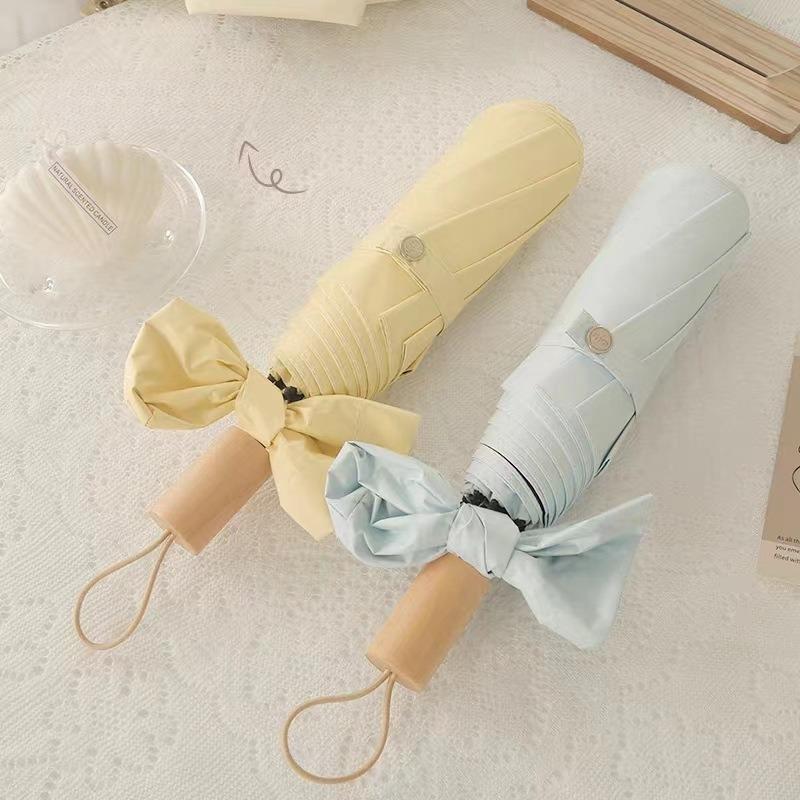 UV Protection Tri-fold Manual Handle Umbrella Vinyl Sunscreen Sun and Rain Dual-purpose Sun Umbrella Folding Umbrella