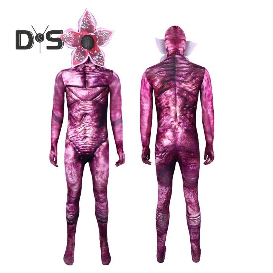 Halloween Cosplay Jumpsuit med hette Slim Fit Corpse Flower Shape Glidelåslukking Lange ermer Fotorekvisita Performance Party Carnival Costume