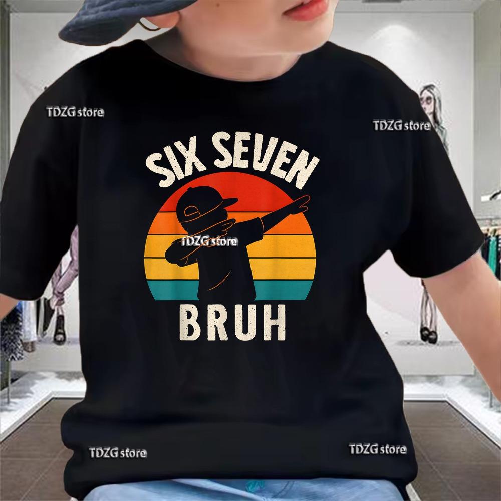 Summer Six Seven 67 Cool Print Children's Tshirt Short Sleeve  Cartoon Fashion Boys Tees Shirt Casual Harajuku Kid Clothes