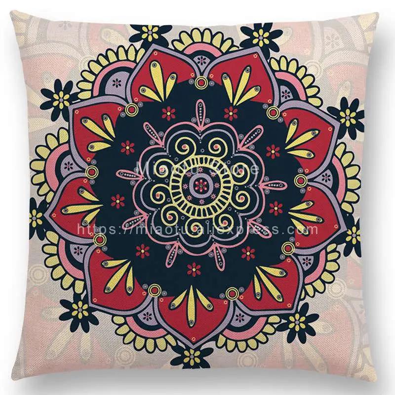 New Dreamy Sun Moon Stars Colorful Lotus Eternity Mandala Gorgeous Floral Pattern Design Prints Cushion Cover Pillow Case