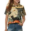 Kids Halloween Graphic Polo Shirt Casual Short Sleeve Tee with Button Collar Comfortable Fit for Boys and Girls