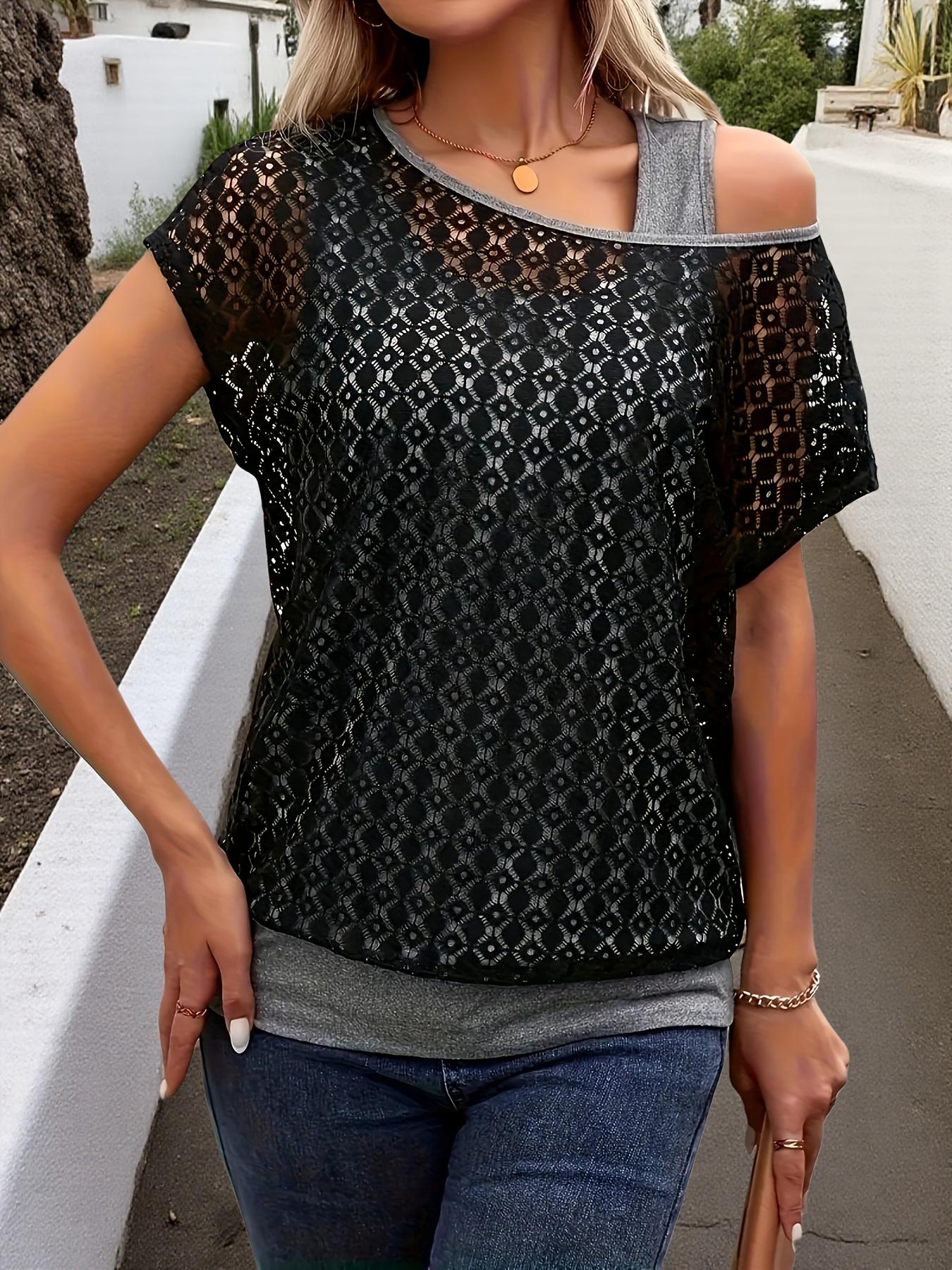 Women S Two-Piece Short Sleeve T-Shirt - Black Contrast La S дубильная кора