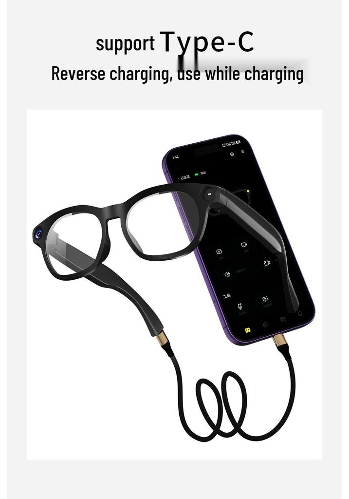 Óculos Smart HD com Transmissão ao Vivo, Gravação, Fotografia e Tradução em Tempo Real