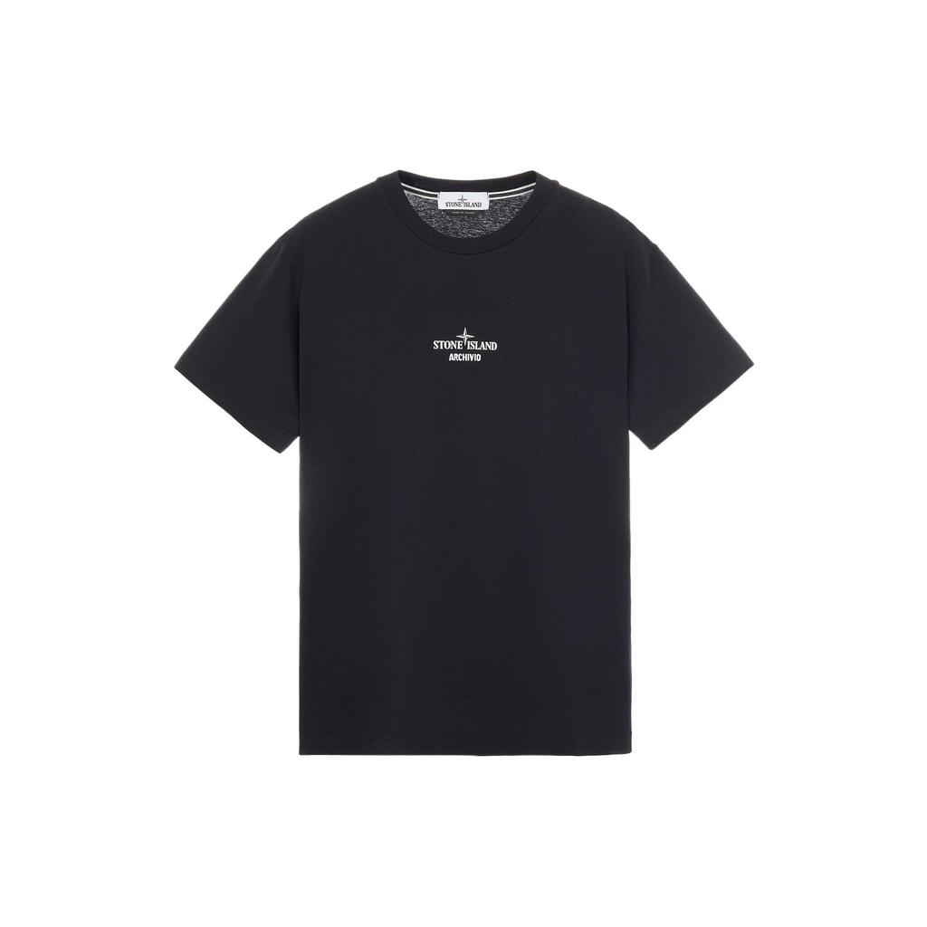 STONE ISLAND Logo Print Crew Neck Short Sleeve T-Shirt Men Tops Black 76152NS91-V0029