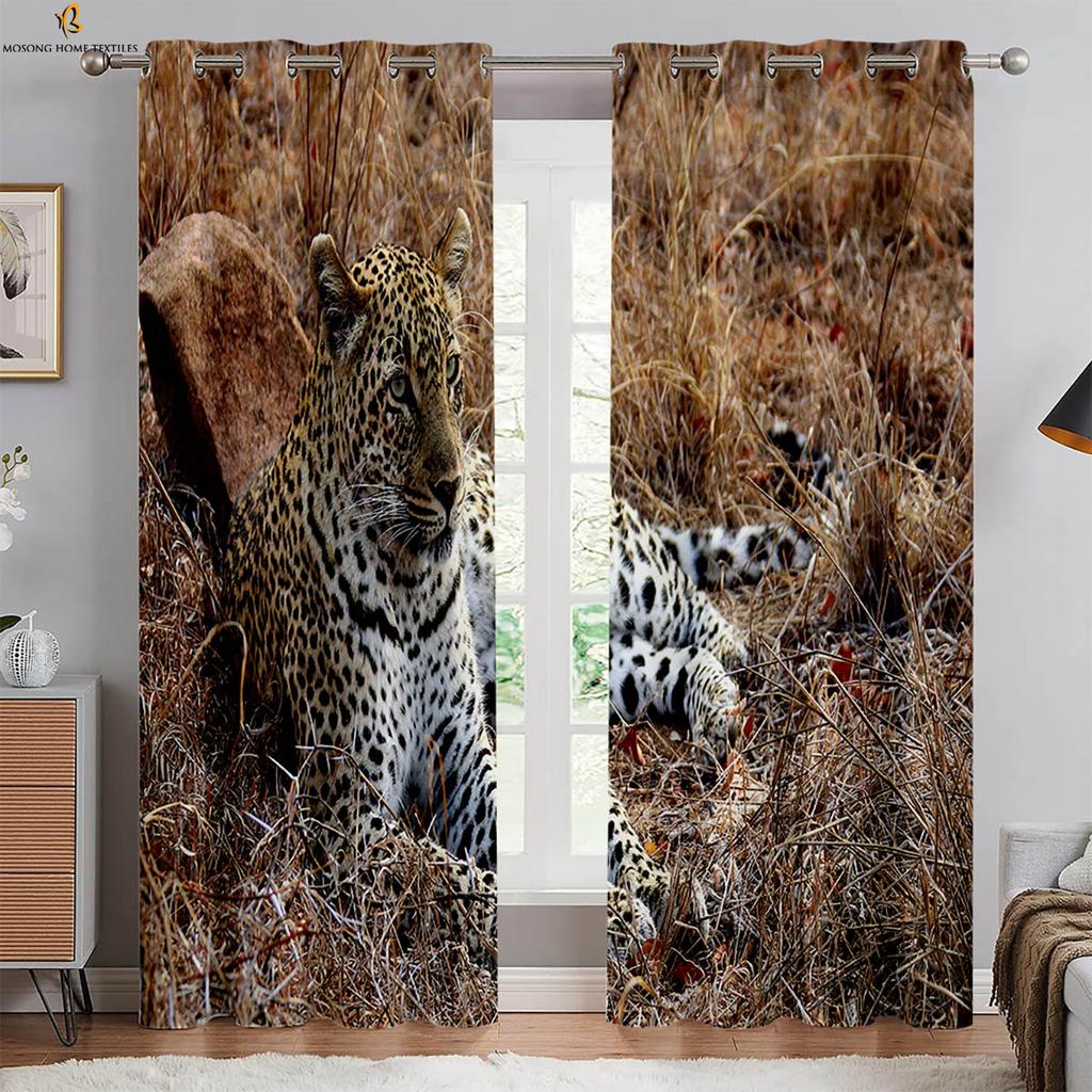 Gepard Schwarzweiß Cooles Tier 3D-gedruckte Vorhänge Geeignet für Schlafzimmer Wohnzimmer Balkon Küche Fenstervorhänge 2 Stück