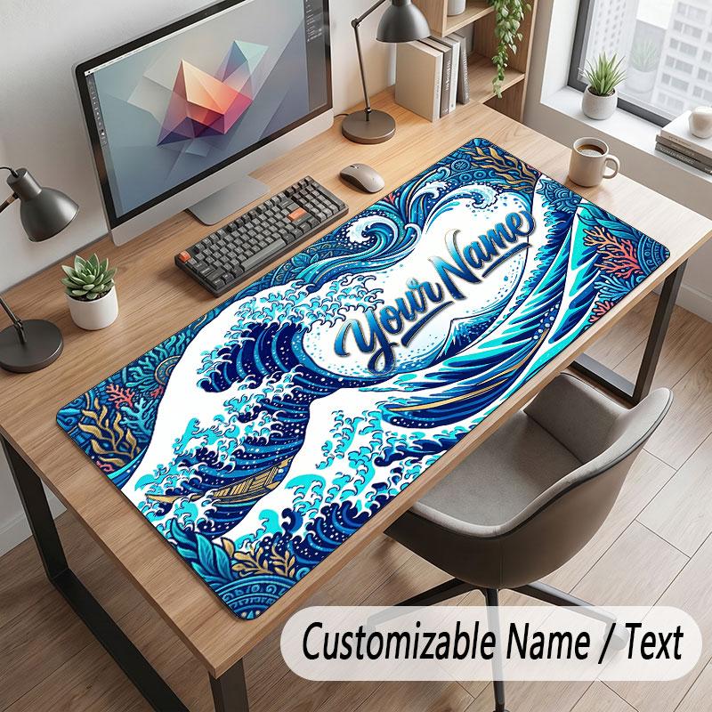 Octopus Sea Life Theme Customized Mouse Pad Personalized Print Name Text Desk Mat For Home Office Table Decor