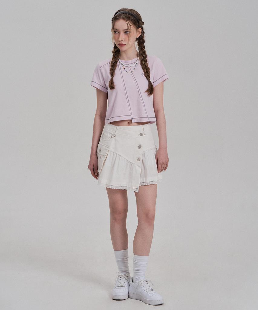 Jenyujeu Layers Frill Button Skirt - White