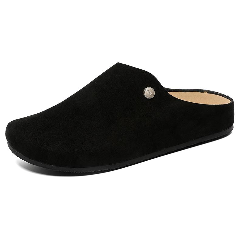 2026 Новые Весенние Мужские Домашние Тапочки Ретро Замшевые Удобные Ленивые Туфли Декор Пуговицами Повседневные Комнатные Сандалии Для Повседневного Использования 38 чёрный 7180₽