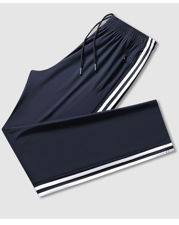 Navy Blue Ultra-Thin School Uniform Pants with Two White Stripes for Students