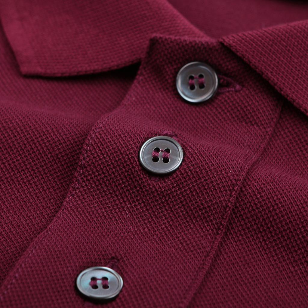 Emporio Armani Eagle Logo Embroidered Short Sleeve Polo Shirt Men Polo Shirts Burgundy 6L1FD7-1JTKZ-0397