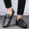 Fashion High-end new mens loafers Fashion Crocodile Skin Pattern Genuine cow Leather summer men shoes Breathable driving shoes Moccasins