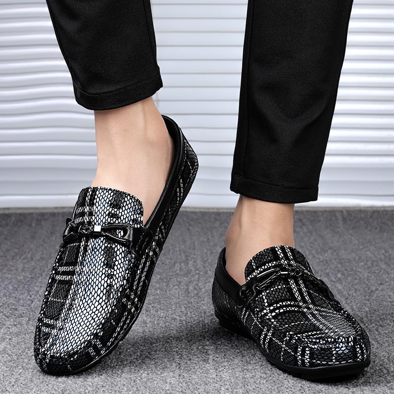 Fashion High-end new mens loafers Fashion Crocodile Skin Pattern Genuine cow Leather summer men shoes Breathable driving shoes Moccasins