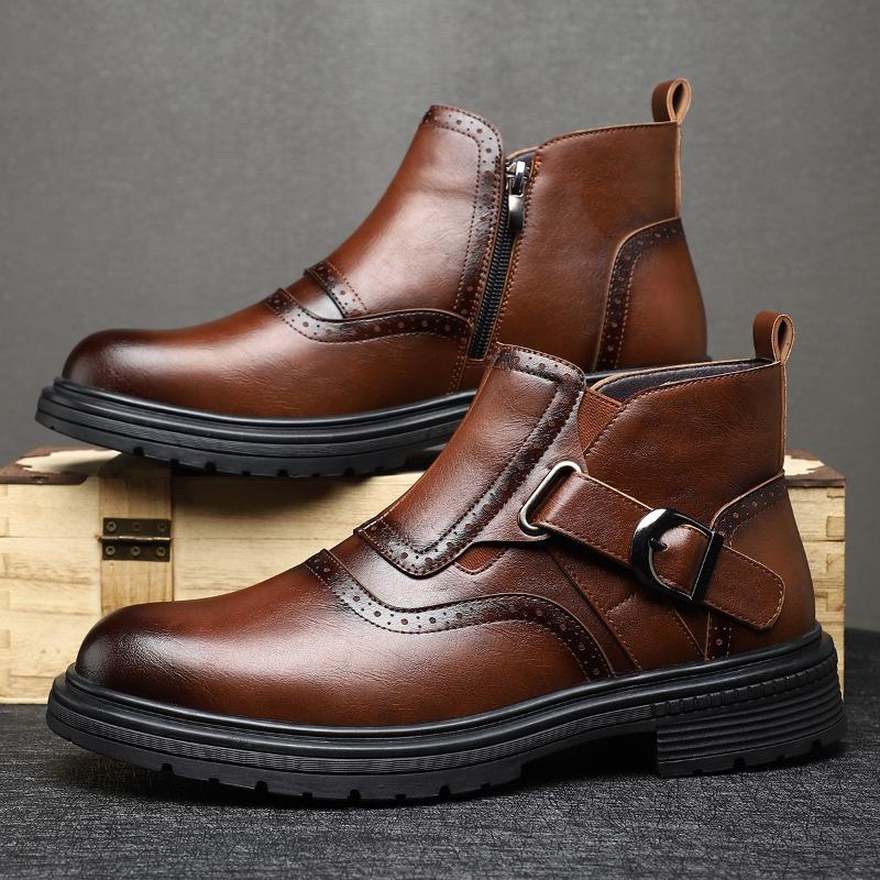 Fashion Classics Men Ankle Boots Fashion Business Leather Boots British Style Casual High Top Boots for Men Office Formal Boot Botas2025