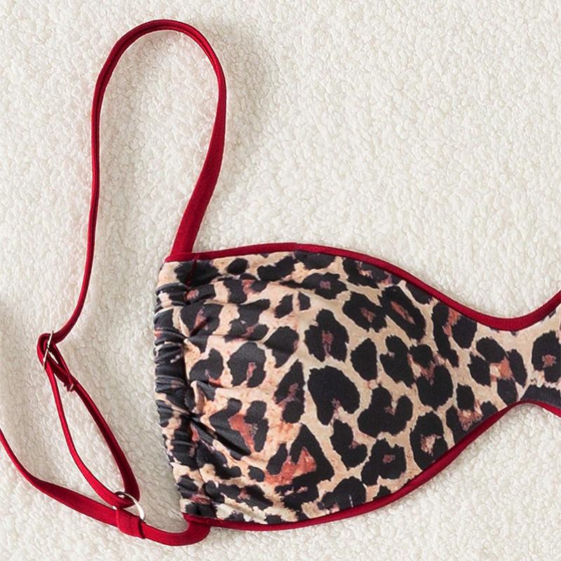 1011 nuovo costume da bagno con lacci stampa leopardo europeo e americano da donna bikini sexy a tre punti costume da bagno per vacanze spiaggia sorgente termale