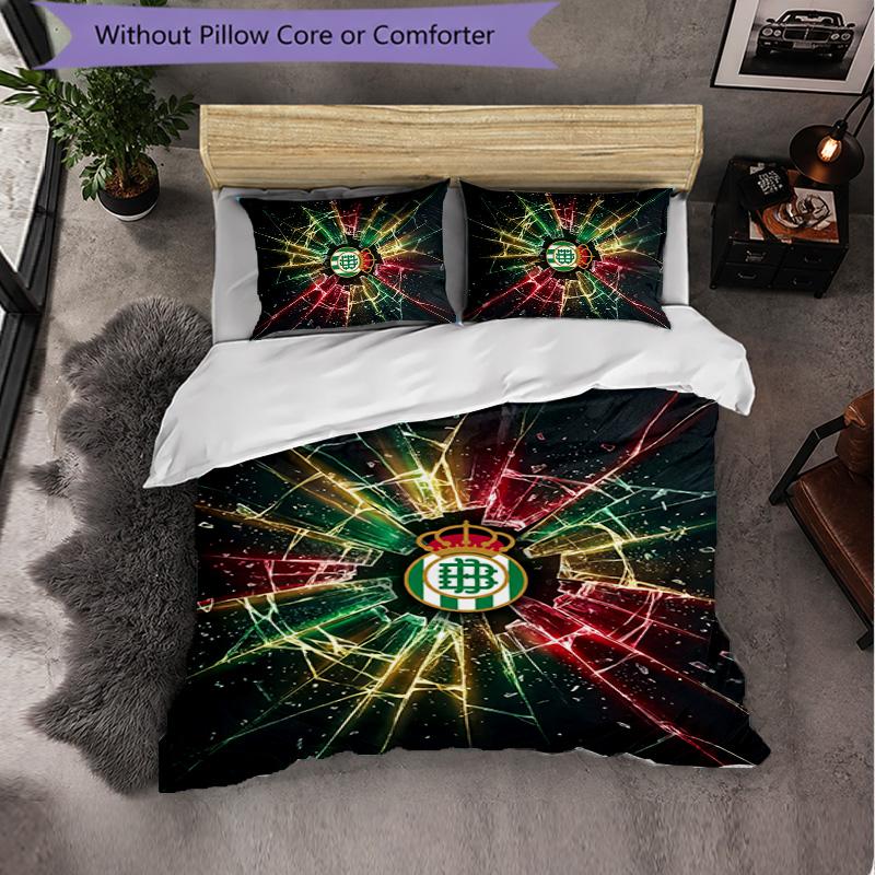 Real Betis Football 3 Piece Bedding Set Soft Duvet Cover Set with Pillowcases Printed Bedroom Decor Set for Home