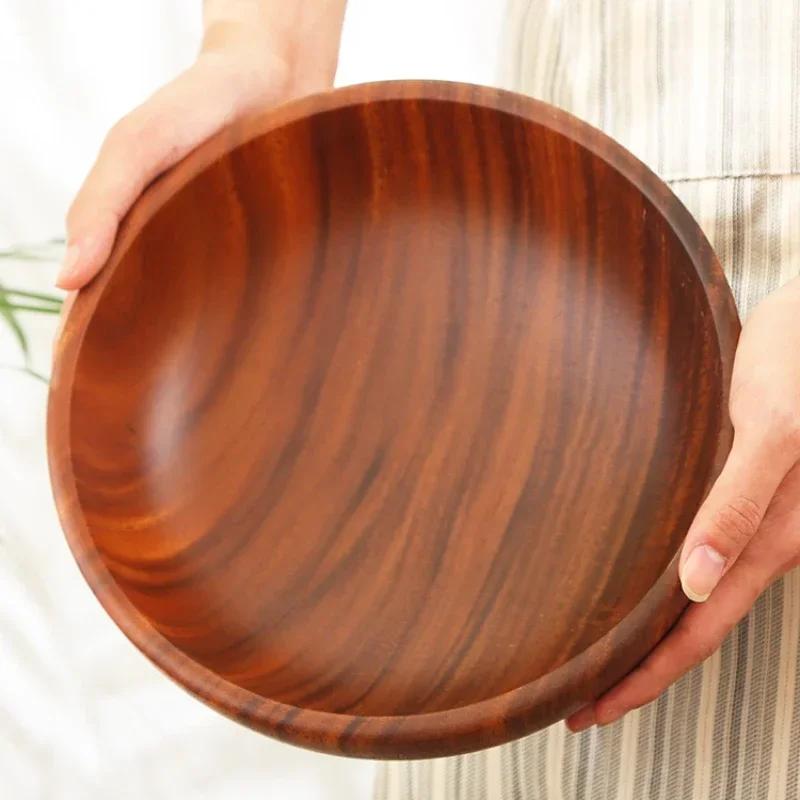 Home Wooden Bowl Japanese Acacia Wooden Salad Bowl Large Kneading Bowl Wooden Tableware