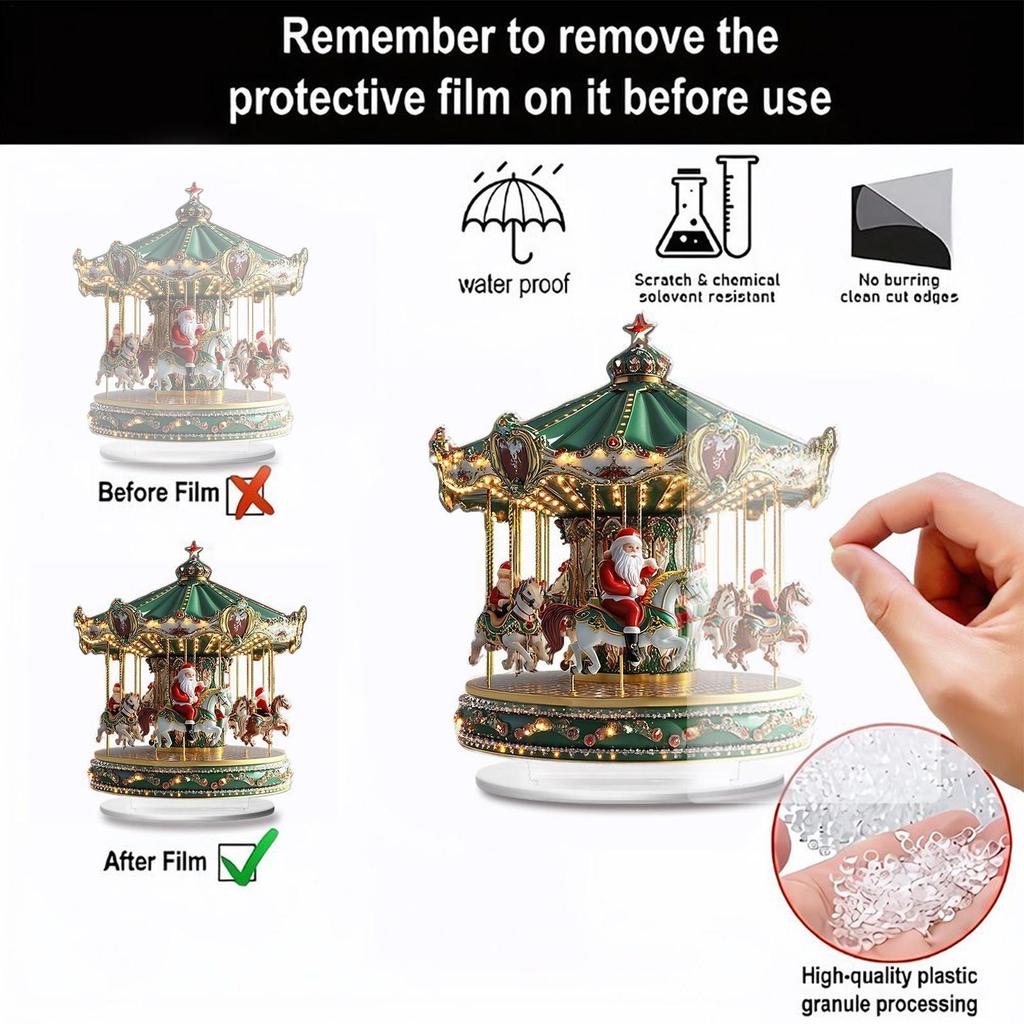 2D Acrylic Carousel Decorative Ornament Novel Christmas Home Decorations 2025 Xmas Navidad 2026 New Year Party Supplies