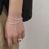 Korean Style S925 Sterling Silver Tin Foil Pattern Bracelet - Simple, Elegant Design