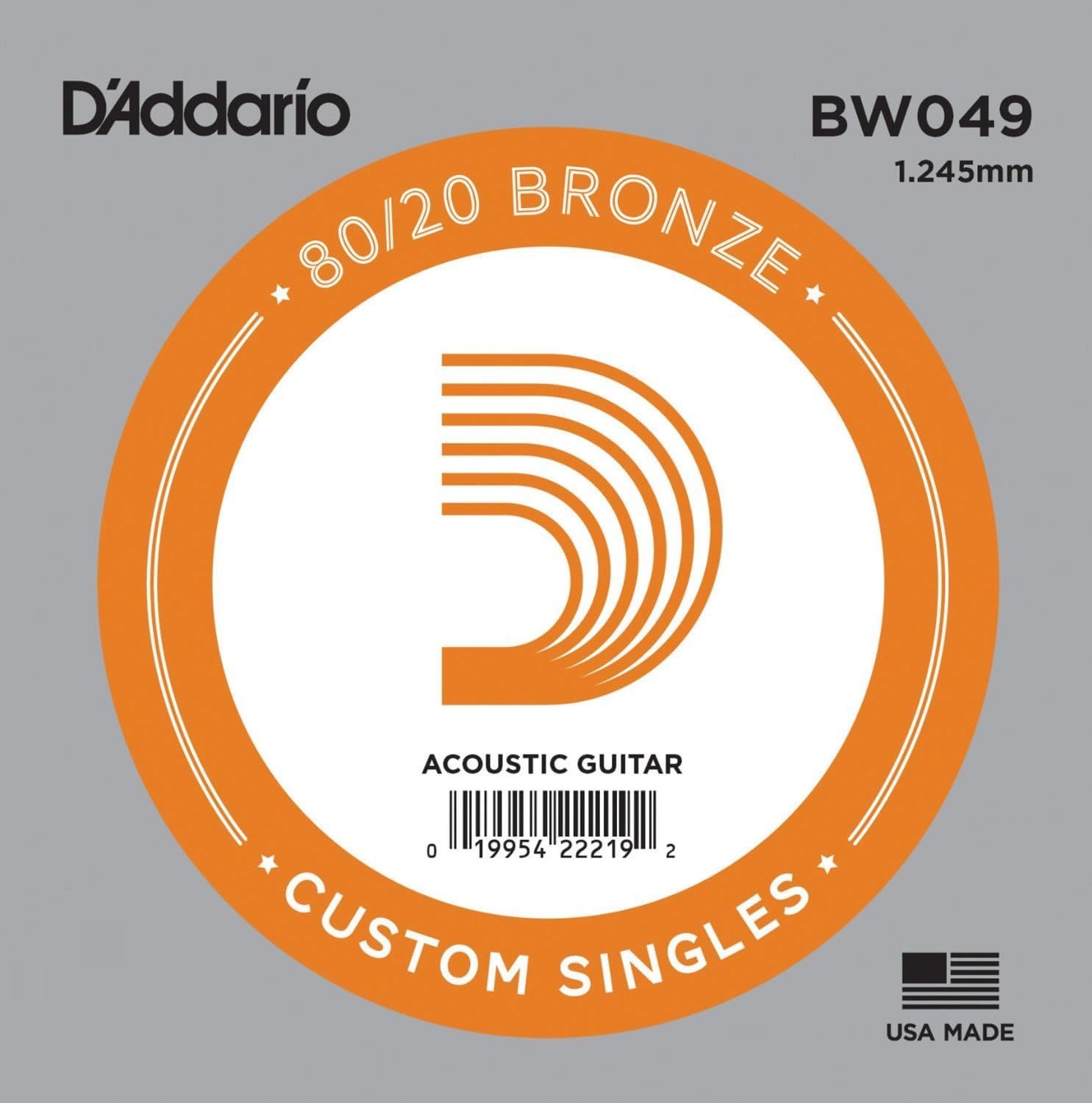 

Acoustic Guitar Set of 10 D Addario Strings, 80/20 Bronze, .049, BW049,