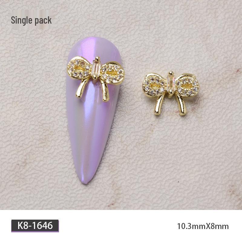 Luxury Zirconia Rhinestone Bow Nail Art Accessories
