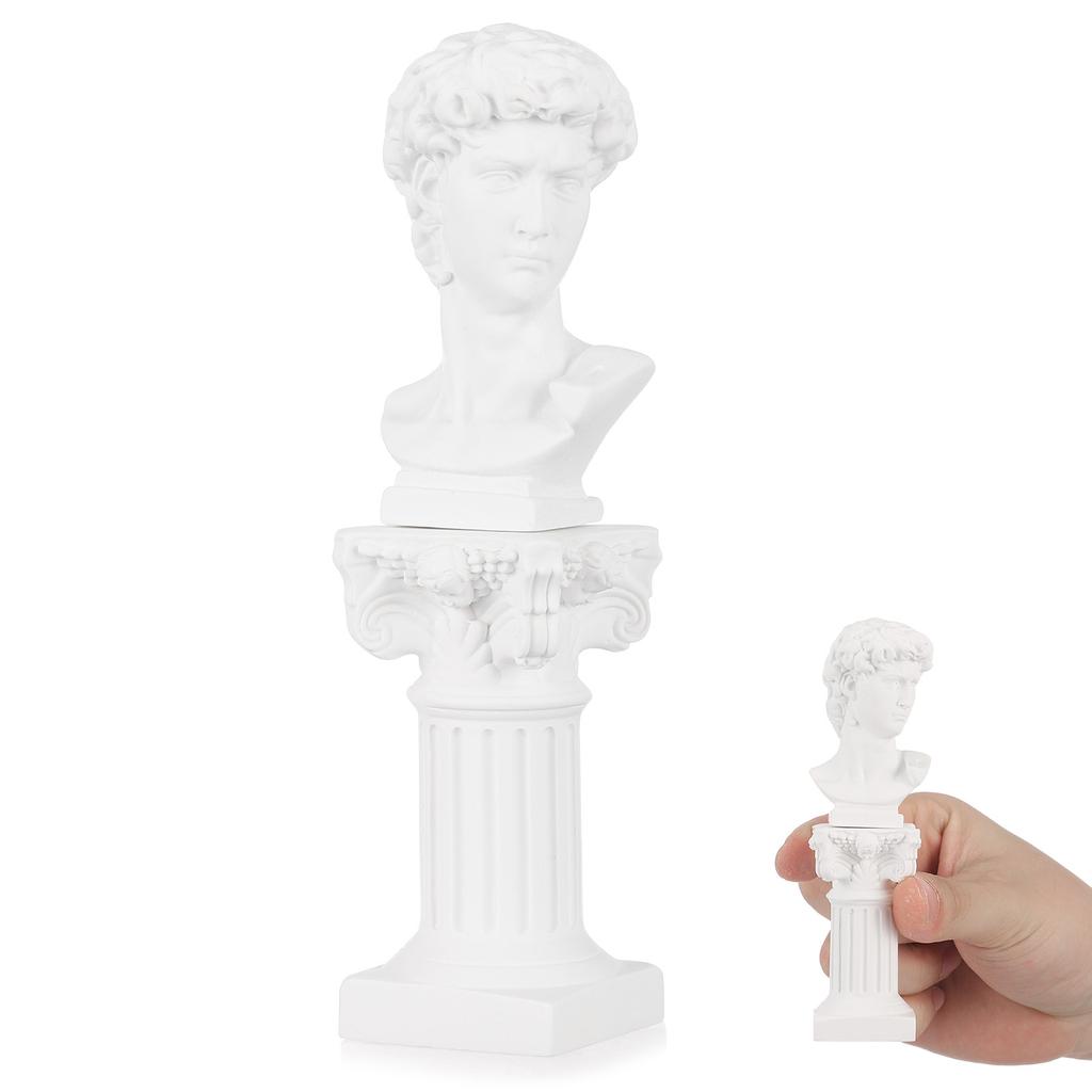 1Set Resin David Statue Roman Column Sculpture Home Decoration Garden Office Display Ornament Resin Statue Decor