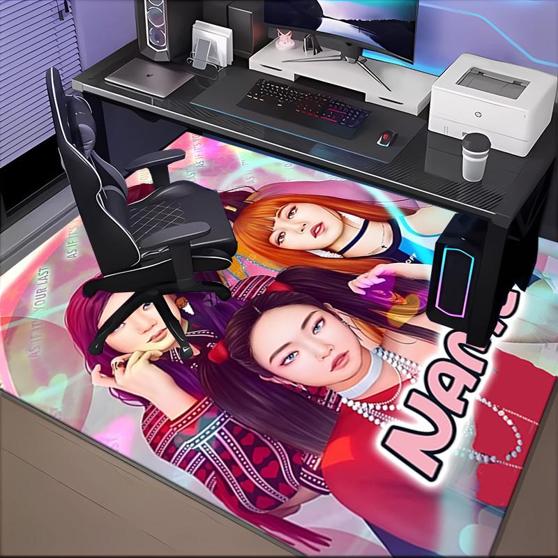 Custom Name Neon Kpop BP Rug for Living Room, Game Rooms, Office, Bedroom, Floor Mat Playful Design, fan gifts Christmas decor